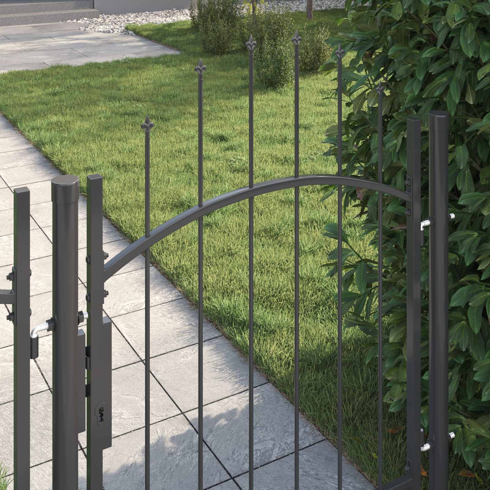 Vidaxxl portail de jardin avec serrure gris 150 x 100 cm acier