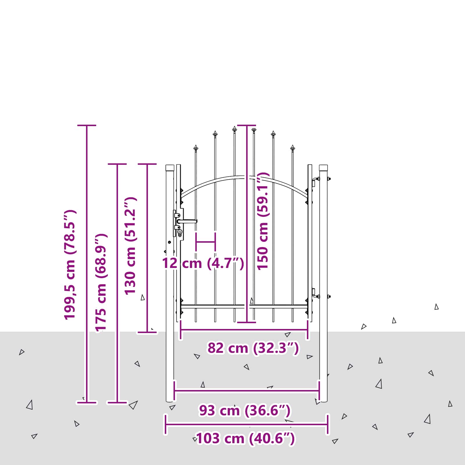Vidaxxl portail de jardin avec serrure gris 150 x 100 cm acier