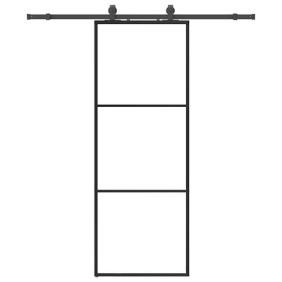 VidaXL porte coulissante avec jeu de ferrures 76x205 cm verre ESG noir