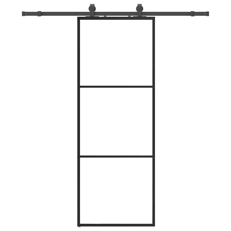 VidaXL porte coulissante avec jeu de ferrures 76x205 cm verre ESG noir
