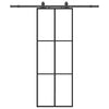 VidaXL porte coulissante avec jeu de ferrures 76x205 cm verre ESG noir
