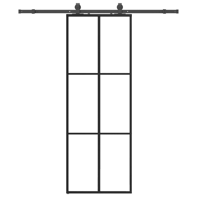 VidaXL porte coulissante avec jeu de ferrures 76x205 cm verre ESG noir