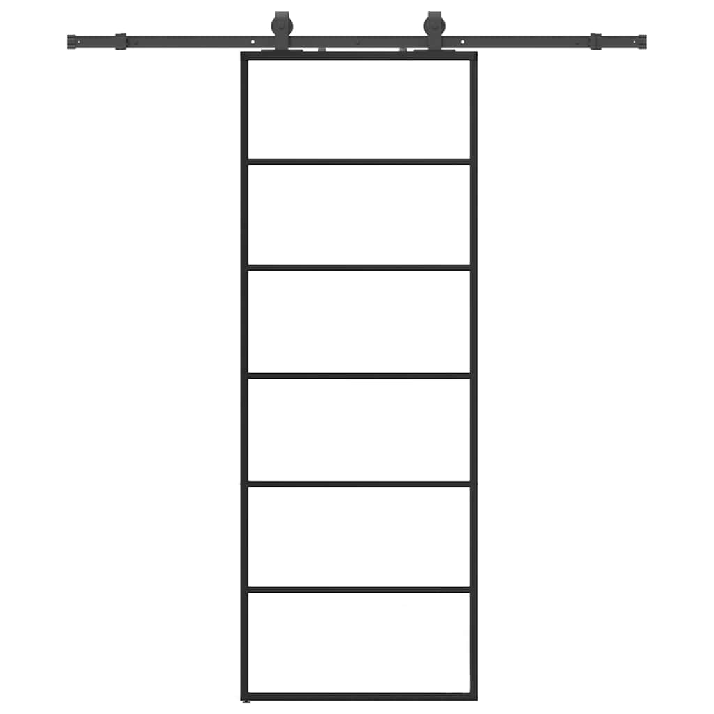 VidaXL porte coulissante avec jeu de ferrures 76x205 cm verre ESG noir