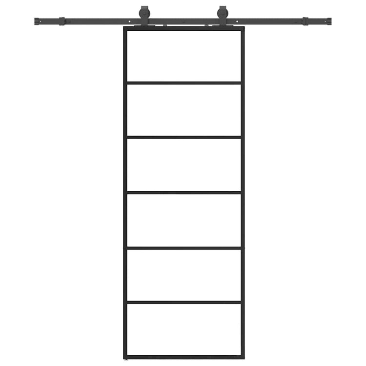 VidaXL porte coulissante avec jeu de ferrures 76x205 cm verre ESG noir