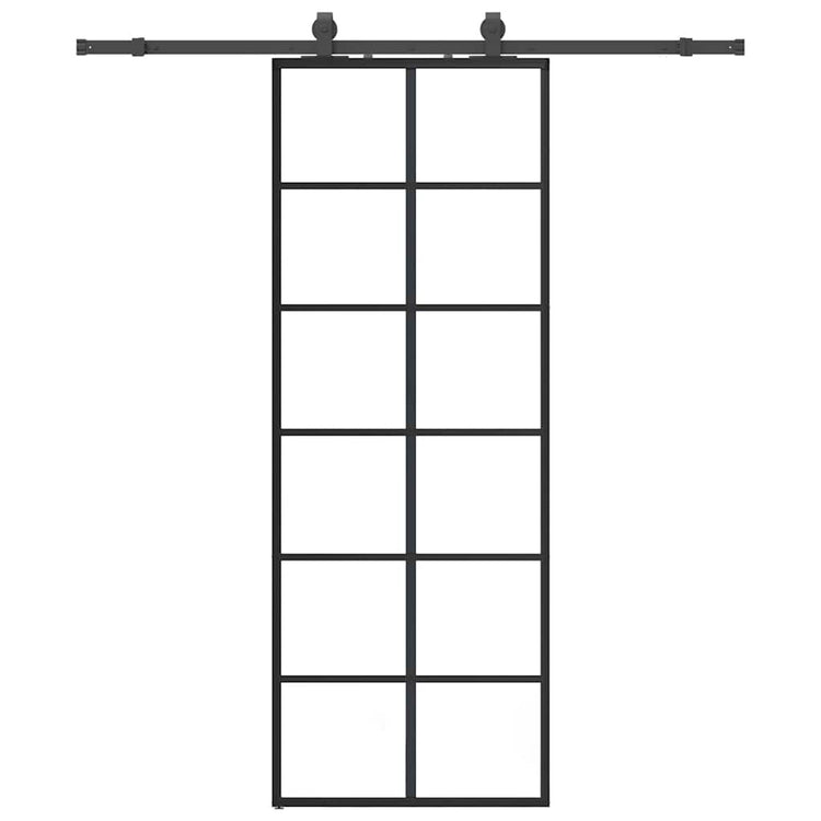 VidaXL porte coulissante avec jeu de ferrures 76x205 cm verre ESG noir
