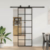VidaXL porte coulissante avec jeu de ferrures 76x205 cm verre ESG noir