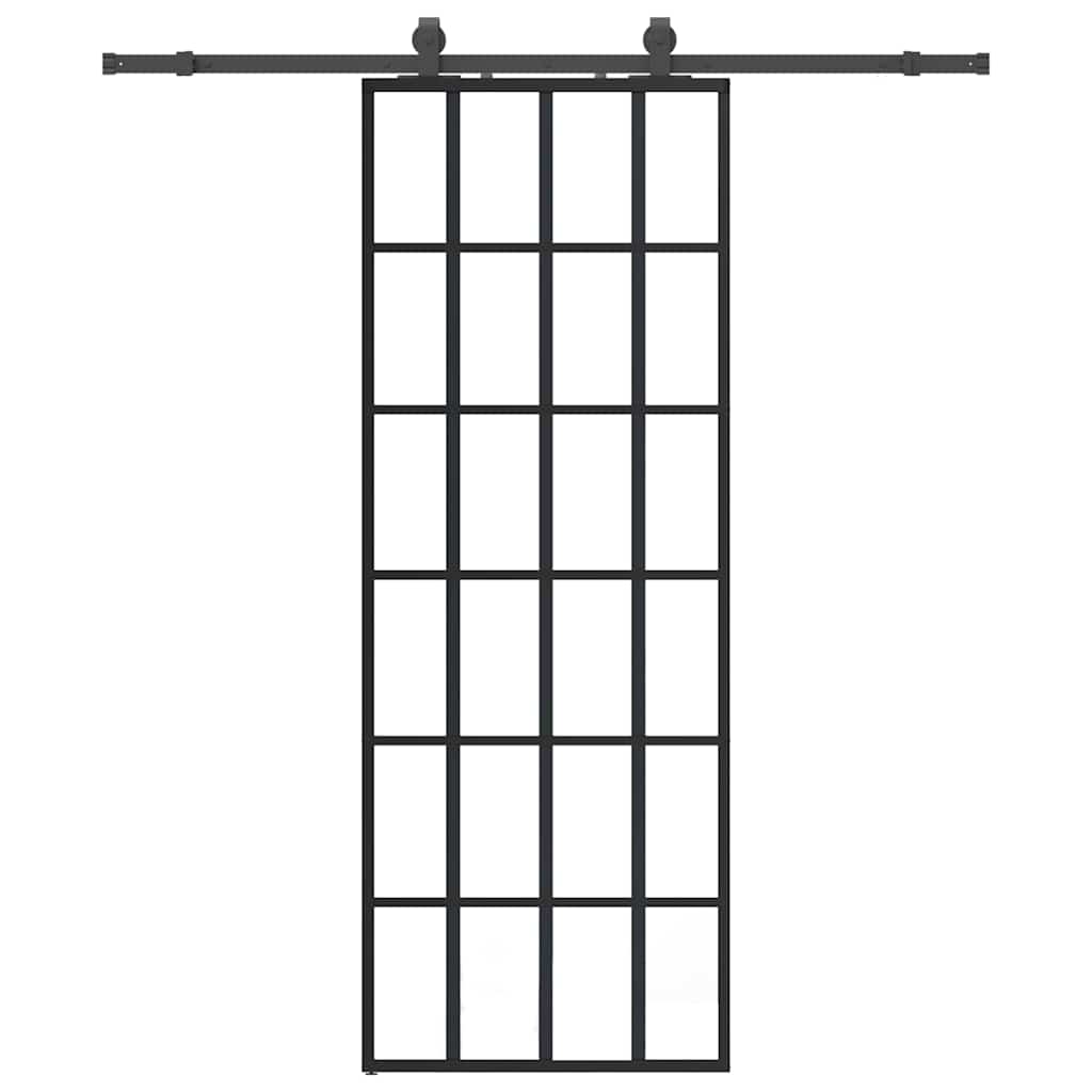 VidaXL porte coulissante avec jeu de ferrures 76x205 cm verre ESG noir