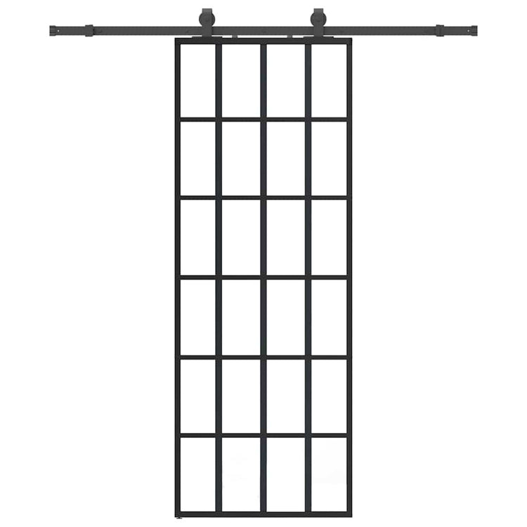 VidaXL porte coulissante avec jeu de ferrures 76x205 cm verre ESG noir
