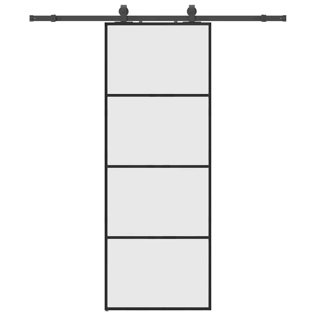VidaXL porte coulissante avec jeu de ferrures 76x205 cm verre ESG noir