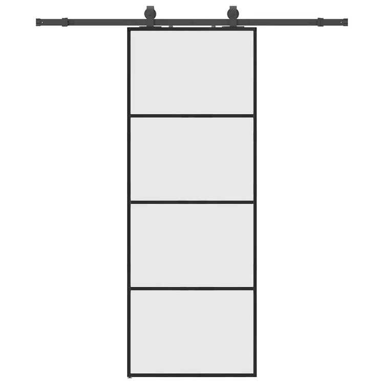 VidaXL porte coulissante avec jeu de ferrures 76x205 cm verre ESG noir