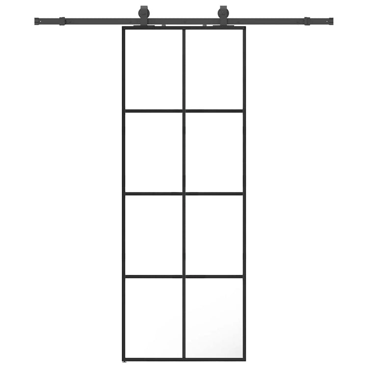 VidaXL porte coulissante avec jeu de ferrures 76x205 cm verre ESG noir
