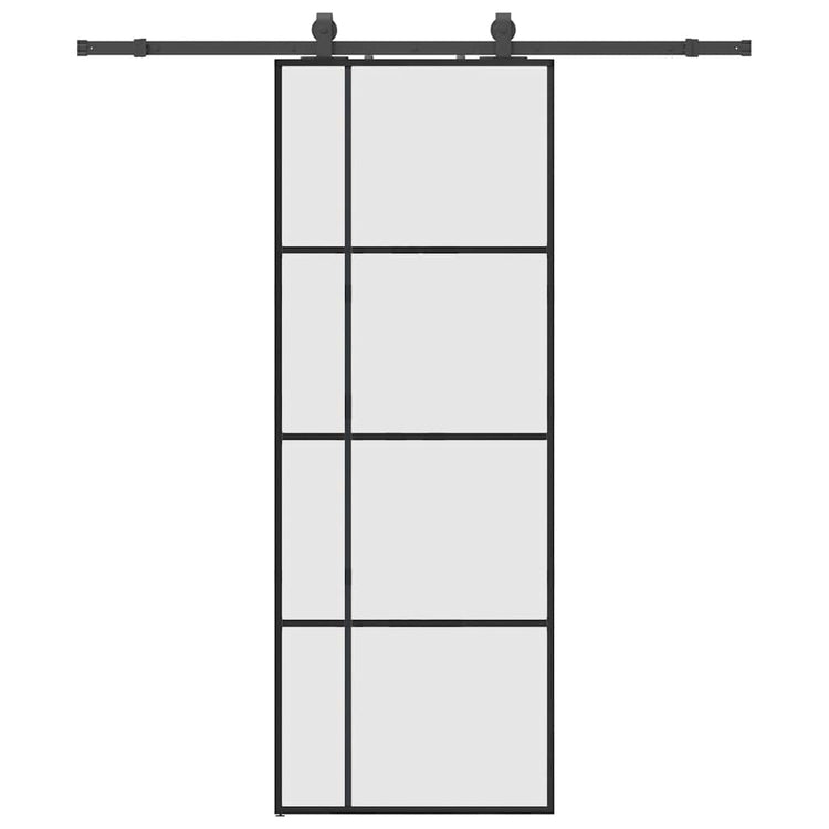 VidaXL porte coulissante avec jeu de ferrures 76x205 cm verre ESG noir