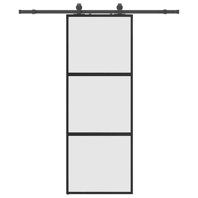 VidaXL porte coulissante avec ferrures 76x205 cm verre trempé noir