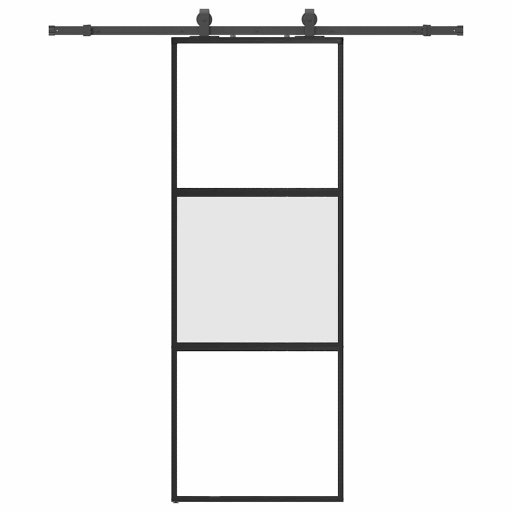 VidaXL porte coulissante avec ferrures 76x205 cm verre trempé noir