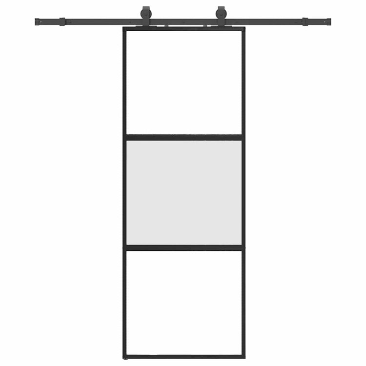 VidaXL porte coulissante avec ferrures 76x205 cm verre trempé noir