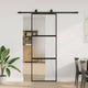VidaXL porte coulissante avec ferrures 76x205 cm verre trempé noir