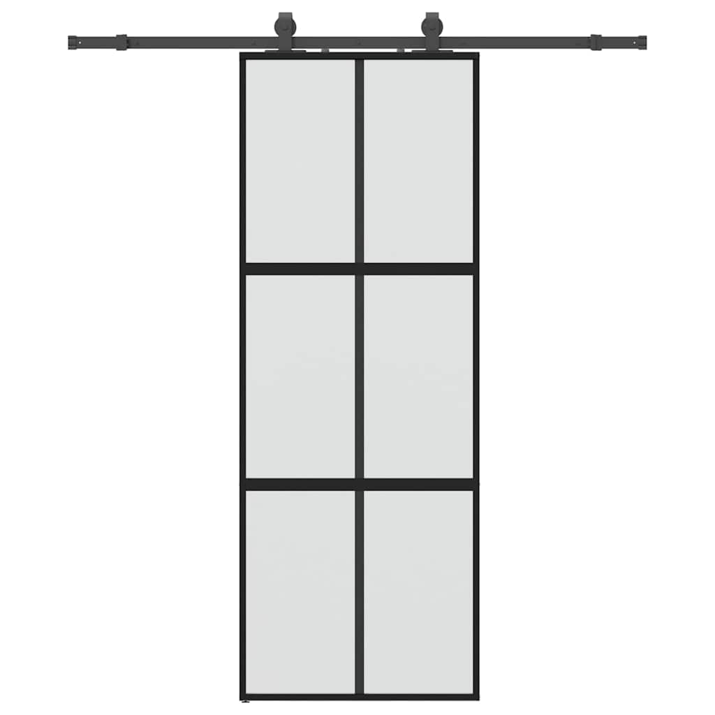VidaXL porte coulissante avec ferrures 76x205 cm verre trempé noir