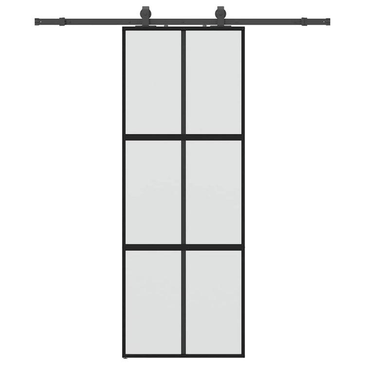 VidaXL porte coulissante avec ferrures 76x205 cm verre trempé noir