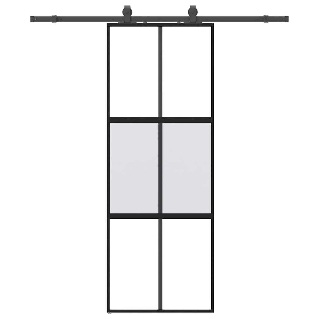 VidaXL porte coulissante avec ferrures 76x205 cm verre trempé noir