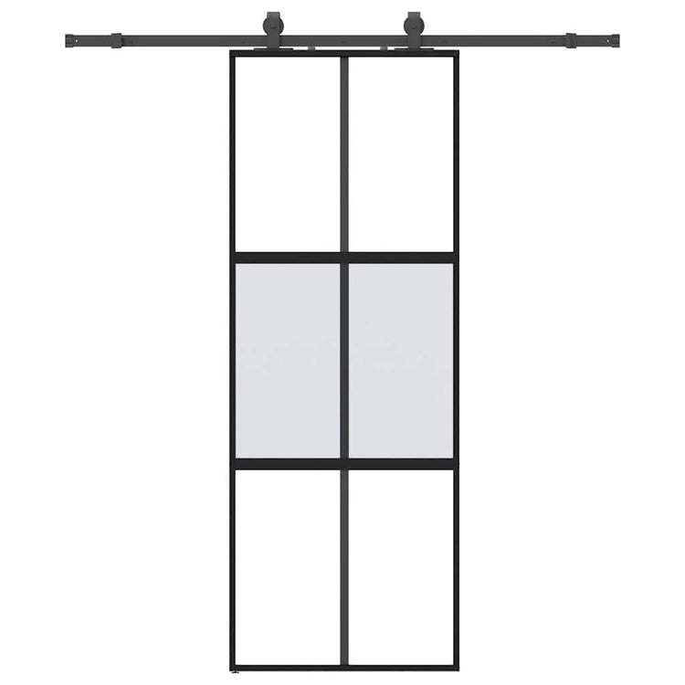 VidaXL porte coulissante avec ferrures 76x205 cm verre trempé noir