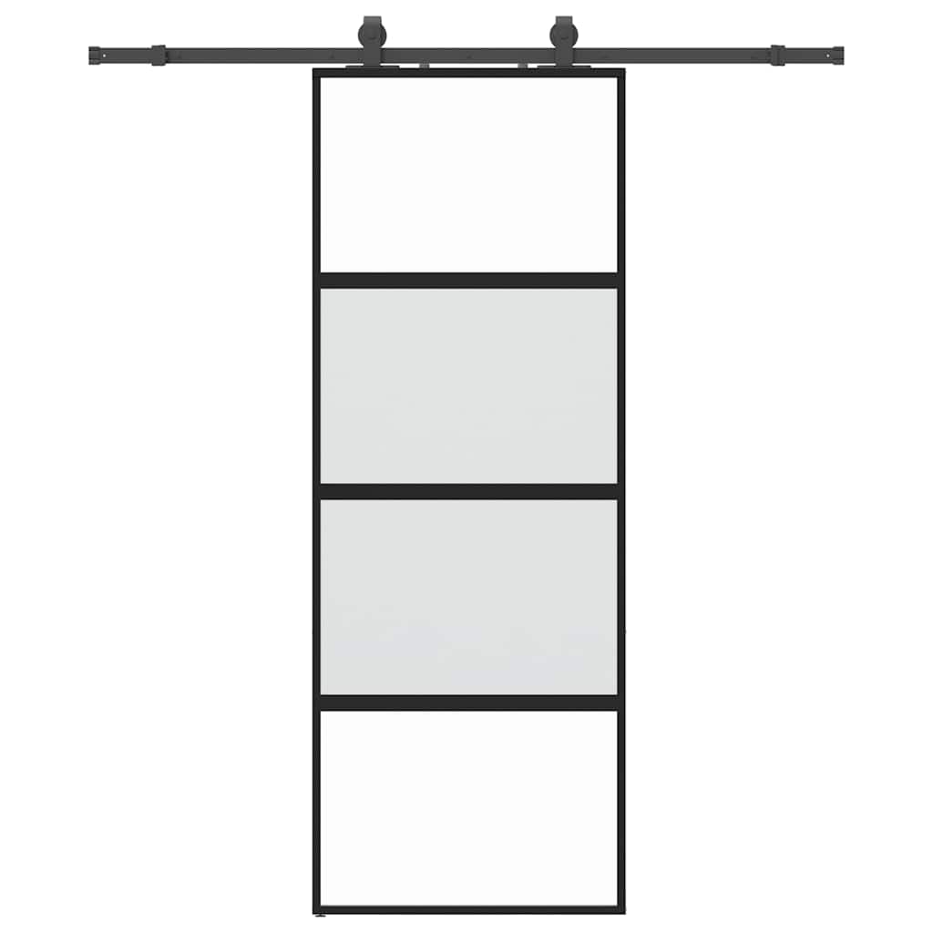 VidaXL porte coulissante avec ferrures 76x205 cm verre trempé noir