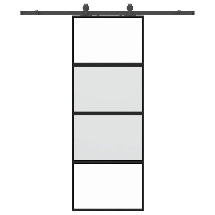 VidaXL porte coulissante avec ferrures 76x205 cm verre trempé noir
