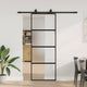 VidaXL porte coulissante avec ferrures 76x205 cm verre trempé noir