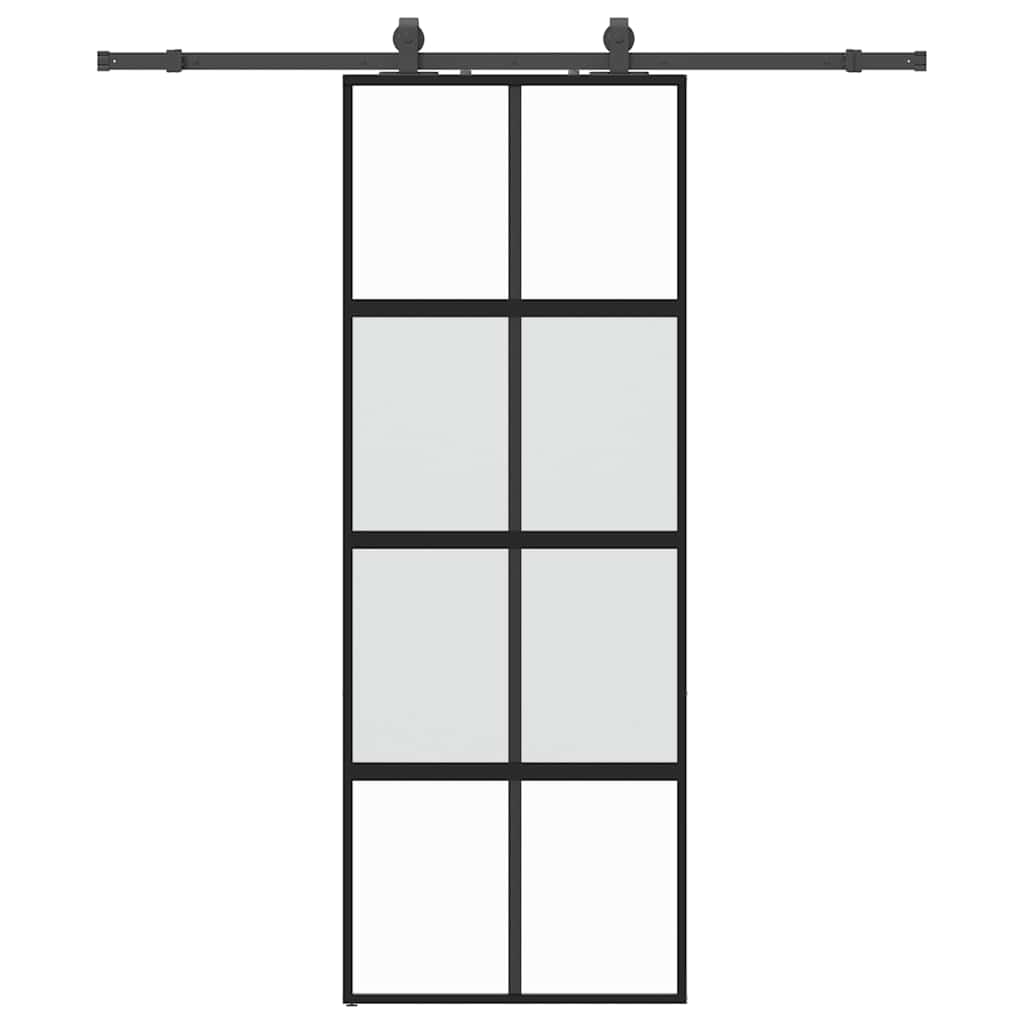 VidaXL porte coulissante avec ferrures 76x205 cm verre trempé noir