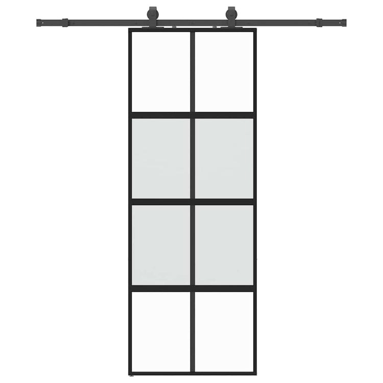 VidaXL porte coulissante avec ferrures 76x205 cm verre trempé noir