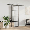 VidaXL porte coulissante avec ferrures 76x205 cm verre trempé noir
