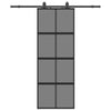 VidaXL porte coulissante avec ferrures 76x205 cm verre trempé noir