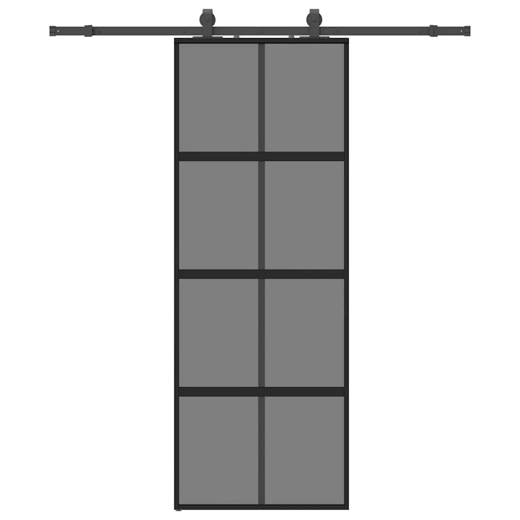 VidaXL porte coulissante avec ferrures 76x205 cm verre trempé noir