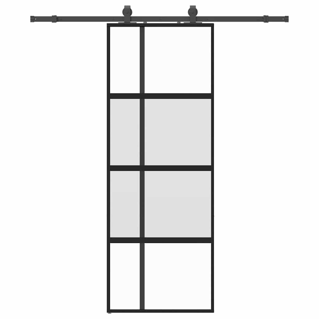 VidaXL porte coulissante avec ferrures 76x205 cm verre trempé noir