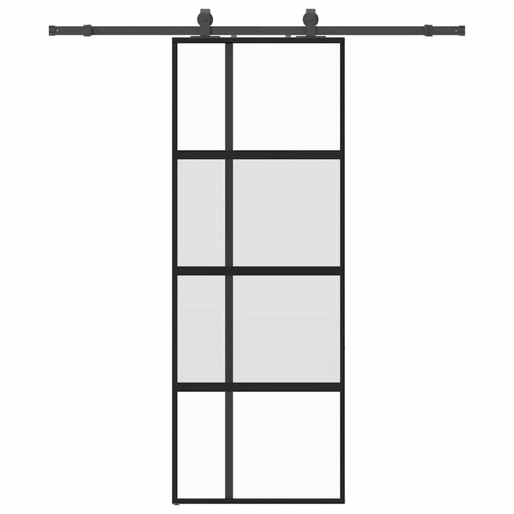 VidaXL porte coulissante avec ferrures 76x205 cm verre trempé noir