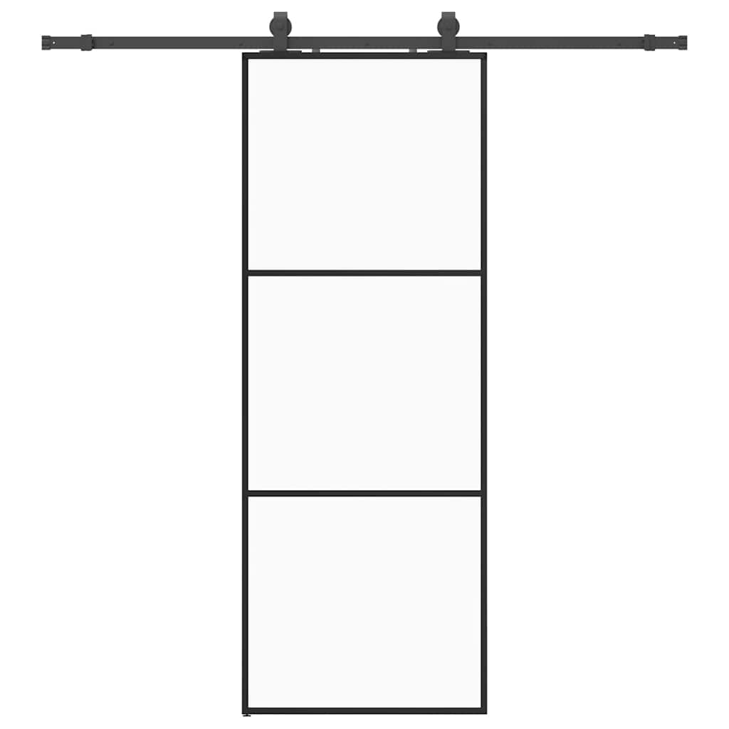 VidaXL porte coulissante avec jeu de ferrures 76x205 cm verre ESG noir