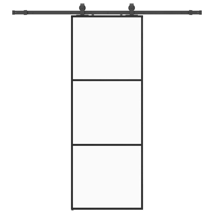 VidaXL porte coulissante avec jeu de ferrures 76x205 cm verre ESG noir