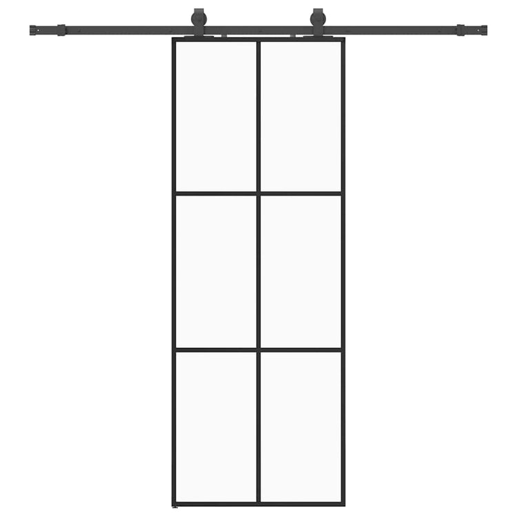 VidaXL porte coulissante avec jeu de ferrures 76x205 cm verre ESG noir
