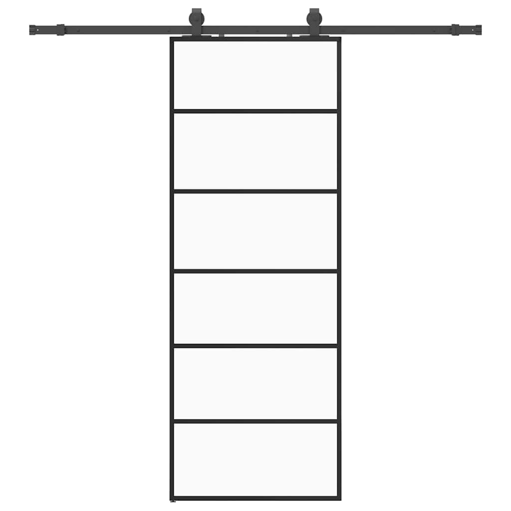 VidaXL porte coulissante avec jeu de ferrures 76x205 cm verre ESG noir