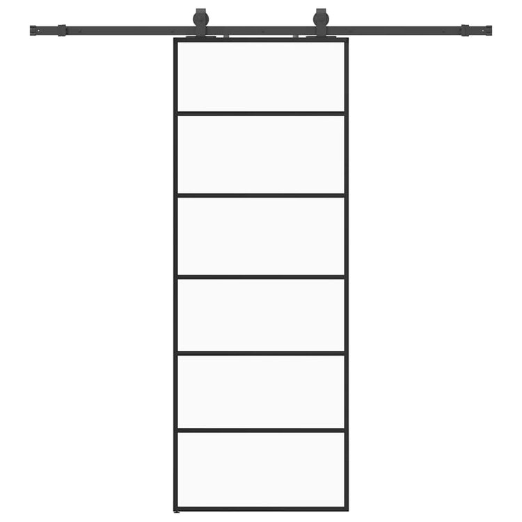 VidaXL porte coulissante avec jeu de ferrures 76x205 cm verre ESG noir