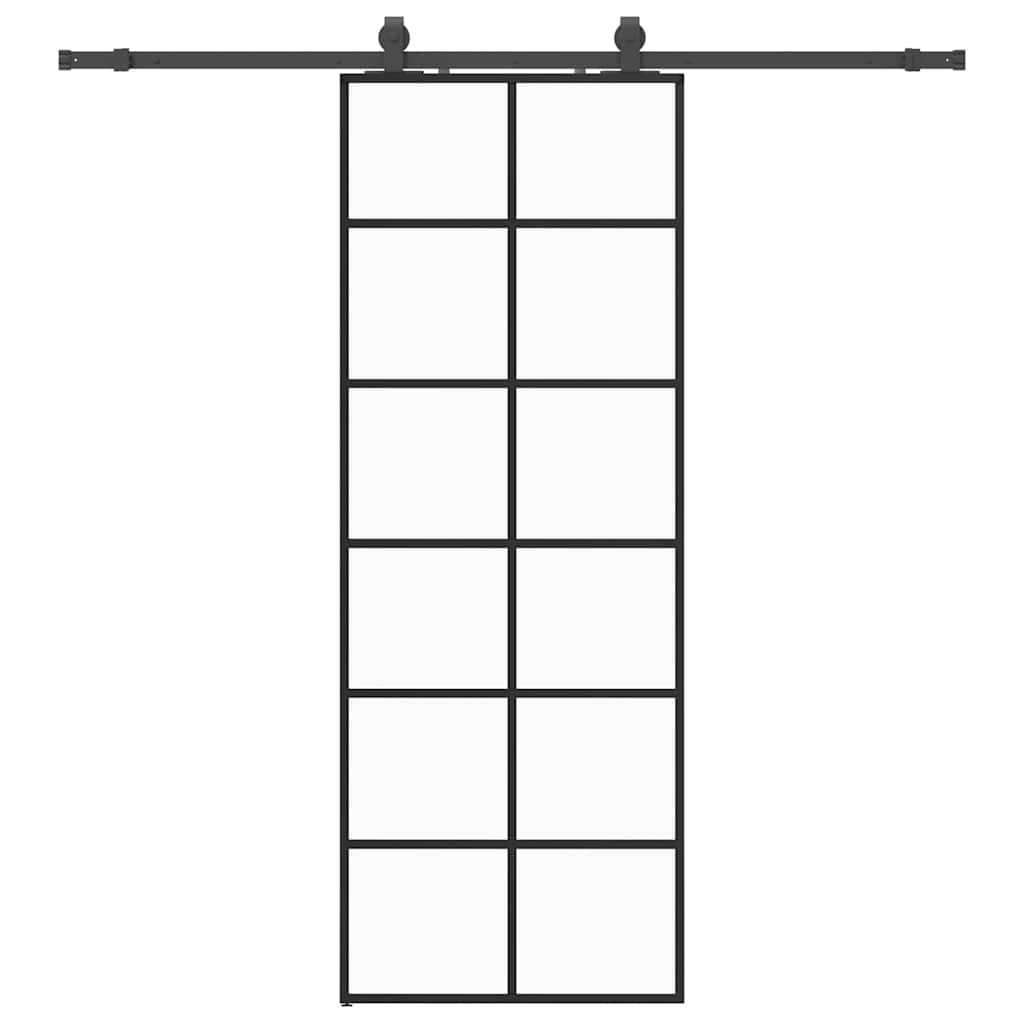 VidaXL porte coulissante avec jeu de ferrures 76x205 cm verre ESG noir