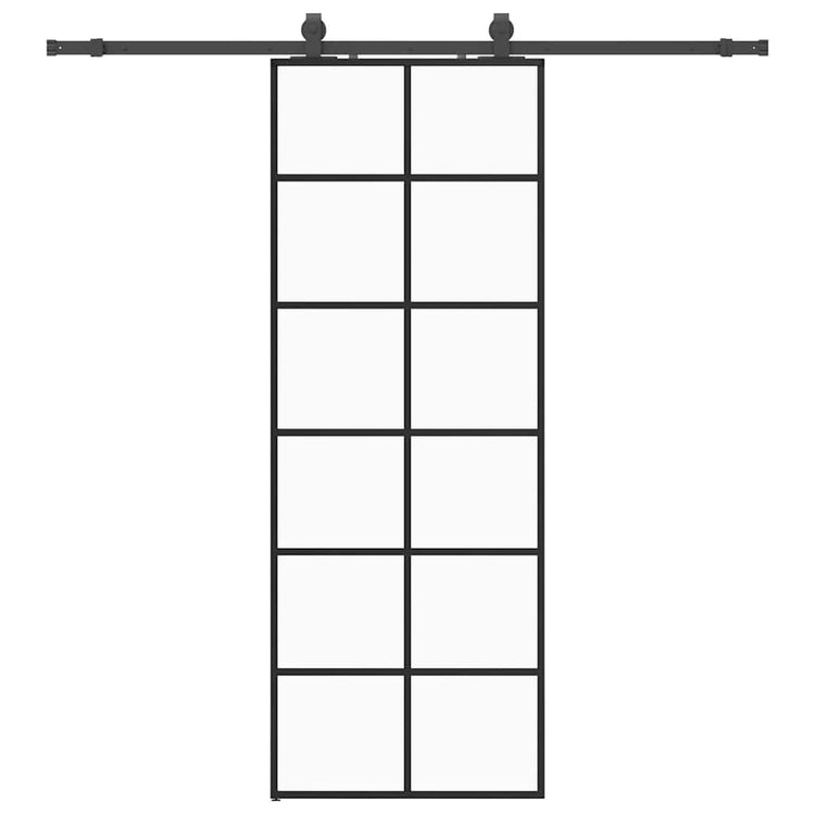 VidaXL porte coulissante avec jeu de ferrures 76x205 cm verre ESG noir