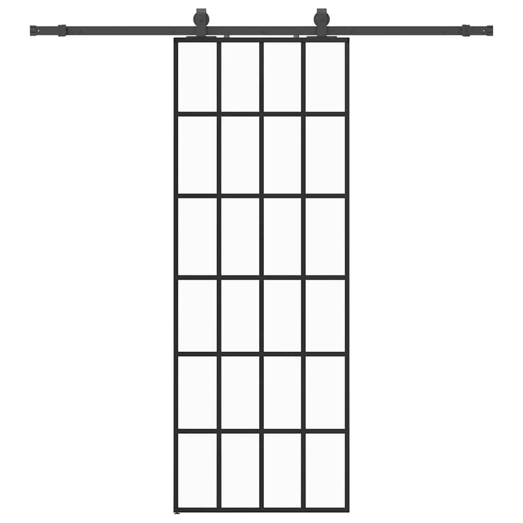 VidaXL porte coulissante avec jeu de ferrures 76x205 cm verre ESG noir
