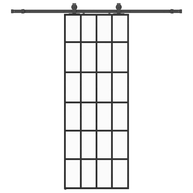 VidaXL porte coulissante avec jeu de ferrures 76x205 cm verre ESG noir