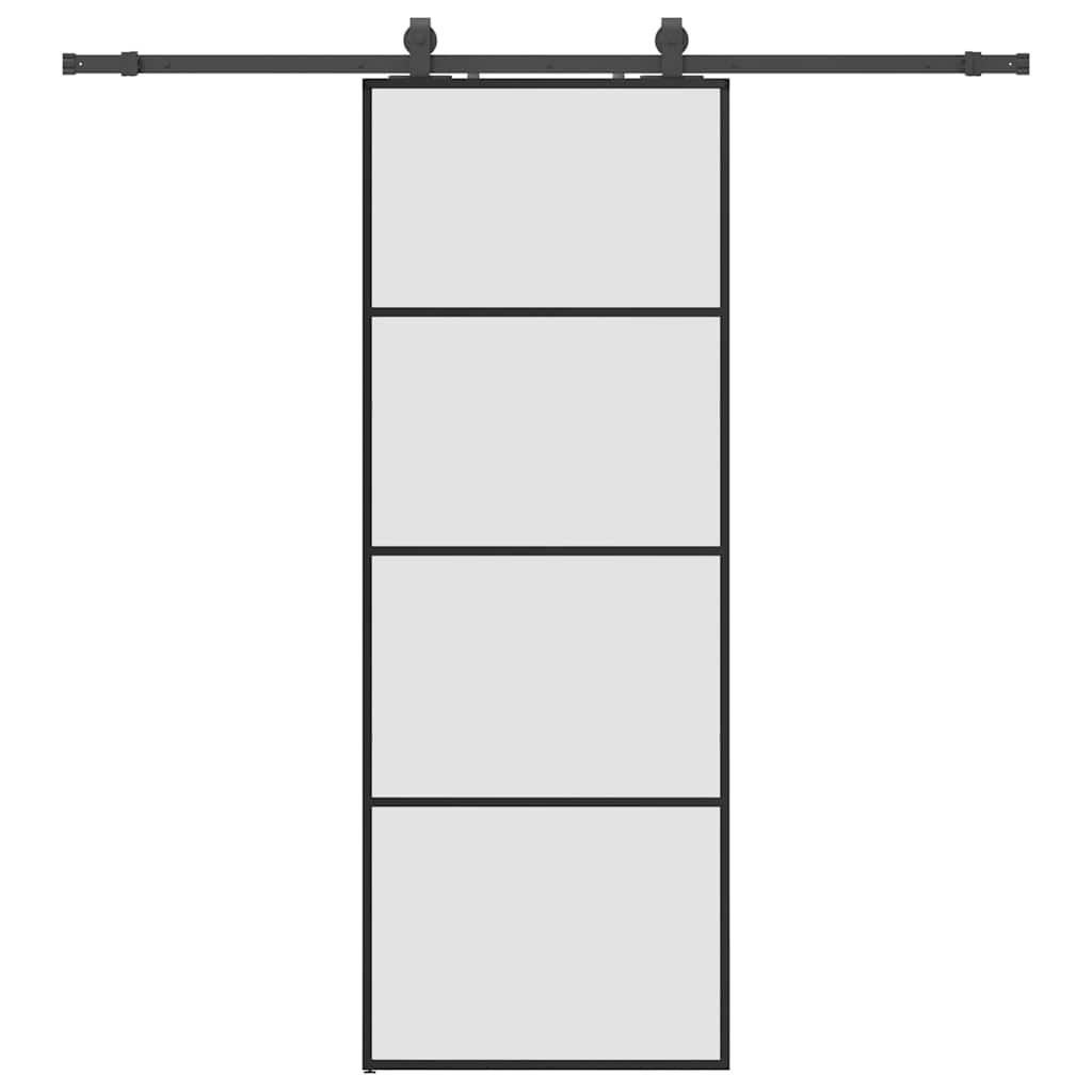 VidaXL porte coulissante avec jeu de ferrures 76x205 cm verre ESG noir