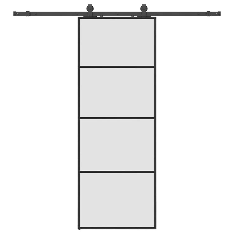 VidaXL porte coulissante avec jeu de ferrures 76x205 cm verre ESG noir