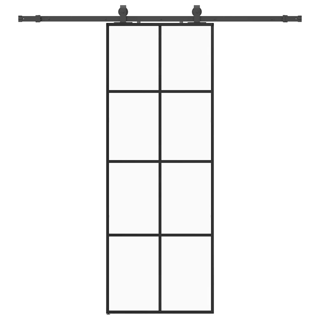 VidaXL porte coulissante avec jeu de ferrures 76x205 cm verre ESG noir