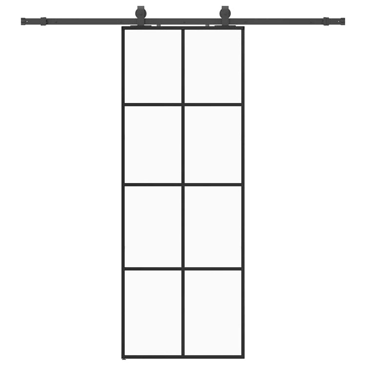 VidaXL porte coulissante avec jeu de ferrures 76x205 cm verre ESG noir
