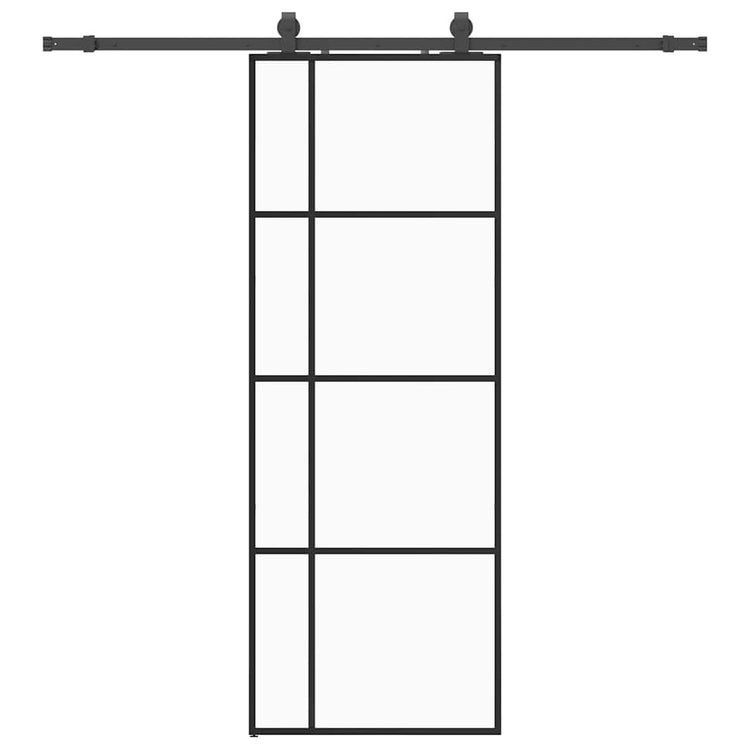 VidaXL porte coulissante avec jeu de ferrures 76x205 cm verre ESG noir