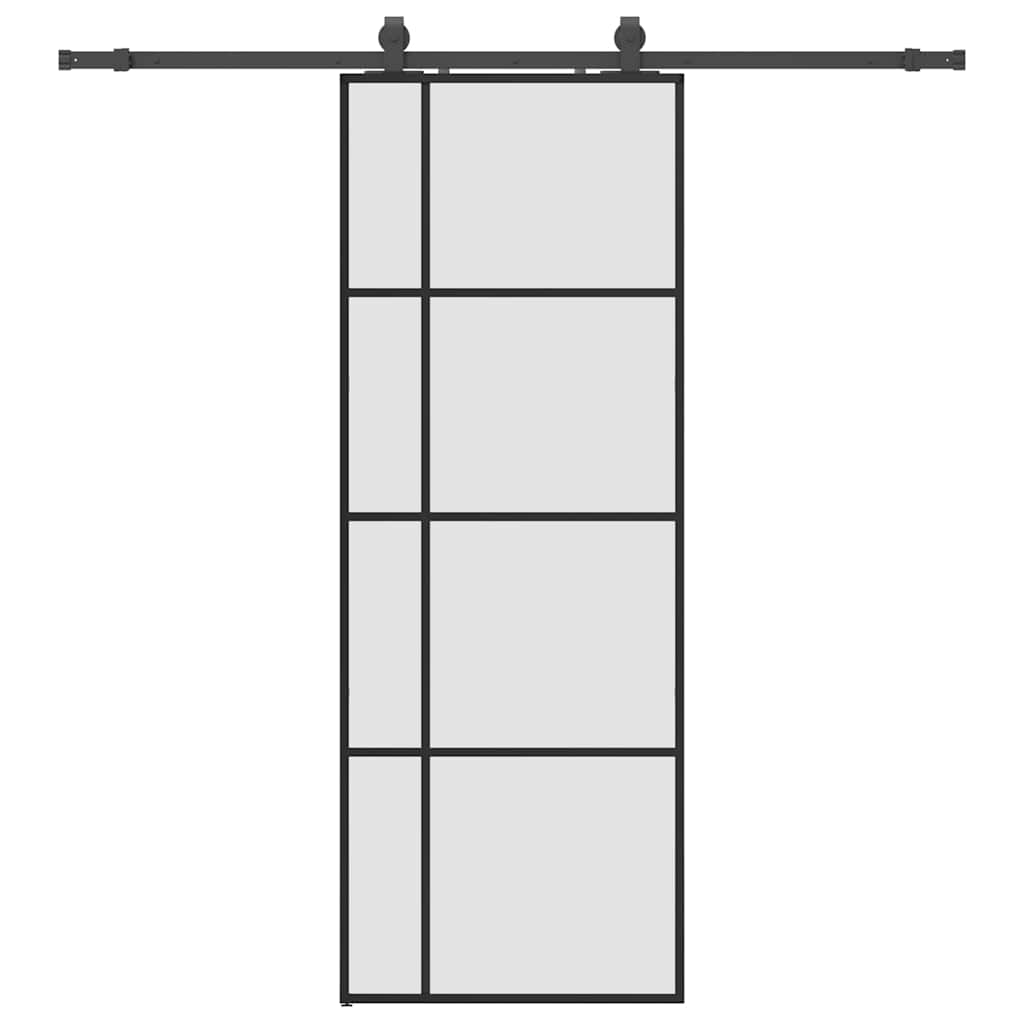 VidaXL porte coulissante avec jeu de ferrures 76x205 cm verre ESG noir