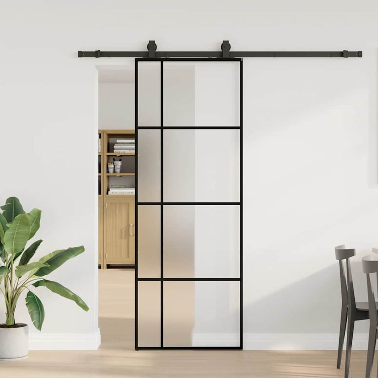 VidaXL porte coulissante avec jeu de ferrures 76x205 cm verre ESG noir